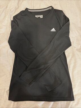 Adidas Black Long Sleeve Ultimate Tee with Logo